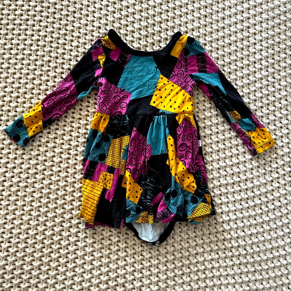 Little Sleepies Sally’s patchwork twirl dress with bodysuit size 12-18 months